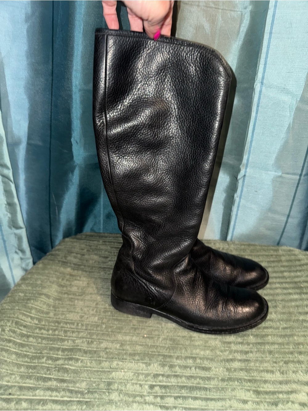 Born Black Leather Tall Boots with Side Zip- Size 7